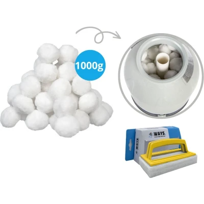 Afbeelding van Comfortpool Filterbollen geschikt voor zandfilterpomp(en) 1000 gram &amp; WAYS scrubborstel