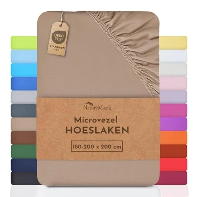 Afbeelding van NatureMark speciale aanbieding!!! Microvezel SPANNBETTLAKEN voor een prijs! vele maten en kleuren merkartikelen (180x200 200x200 cm, zand/beige)