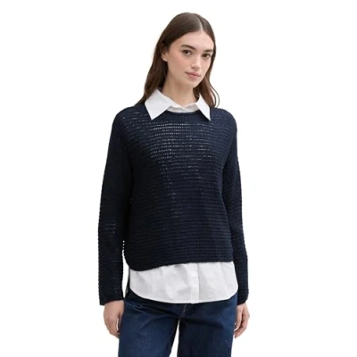 Afbeelding van TOM Tailor Denim TAPE Trui, Dames, Maat: XXL, Sky captain blue