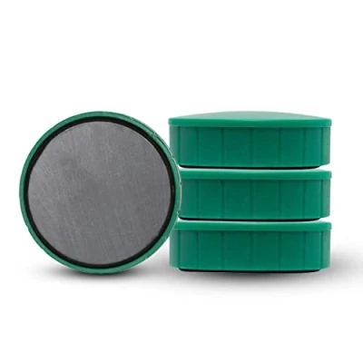 Afbeelding van MAUL magneet MAULsolid, SB verpakking, onbreekbare en kleine magneten voor veelzijdig gebruik, ronde met modern design, Ø 38 x 12,5 mm, verpakking van 4 stuks, groen