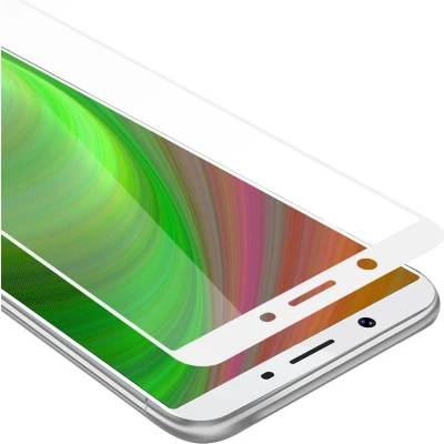 Afbeelding van Cadorabo Screenprotector geschikt voor Vivo Y71 Volledig scherm pantserfolie Beschermfolie in TRANSPARANT met WIT Gehard (Tempered) display beschermglas 9H hardheid 3D Touch