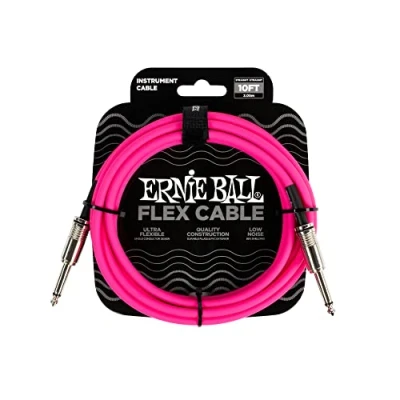 Afbeelding van Ernie Ball 6413 Flex 3 meter instrumentkabel roze