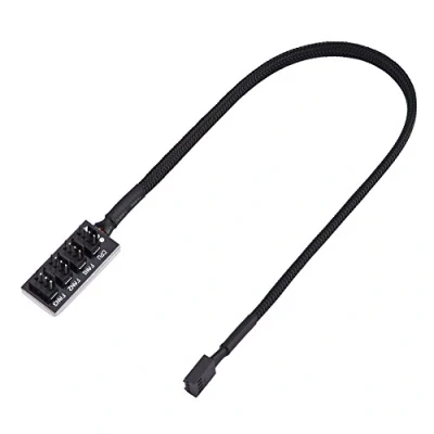 Afbeelding van Lazmin 4 pins Ventilator Verlengkabel Computer CPU/Case Fan Power Multi Splitter Connector Kabel Adapter Ondersteuning PWM Functie, Snelheidsregeling Compatibel met 3 / Fans