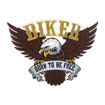 Afbeelding van Finally Home Grote Born to be Free Biker Adelaar patch om op te strijken Motorfiets patch, Amerika USA rugpatch, vest de rug, motorpatch voor leren vesten
