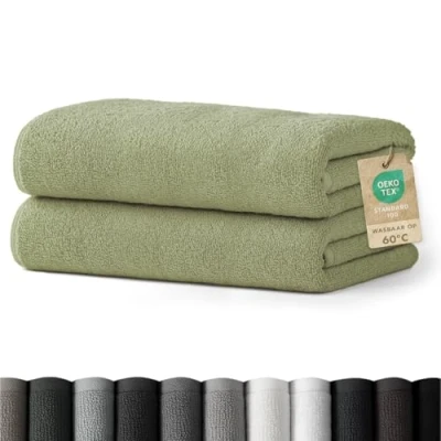 Afbeelding van Blumtal handdoekenset 2 saunahanddoeken 80x200 zacht en absorberend, 100% katoen, Oeko Tex 100 gecertificeerd, pastelgroen