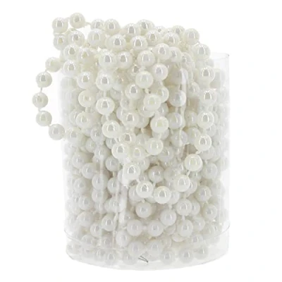 Afbeelding van MIJOMA Parelslinger Elegante parelband, parelketting &amp; decoratief parelsnoer Stijlvolle tafeldecoratie, Kerstmis, Advent, bruiloft 8 mm decoratieve parels, meter (wit)