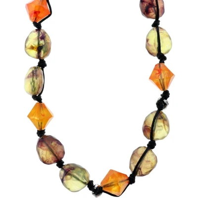 Afbeelding van Behave Lange multi color kralen ketting met zwart touw