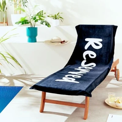 Afbeelding van Catherine Lansfield Reserved Beach Ligstoel Handdoek 78x200cm Zwart