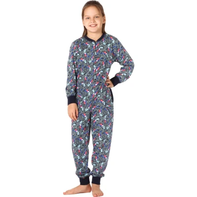 Afbeelding van Merry Style Kinder Pyjama ronde hals lange mouwen broek met zakken Katoen MS MS10 186 PJ Marineblau Tukan 122 128