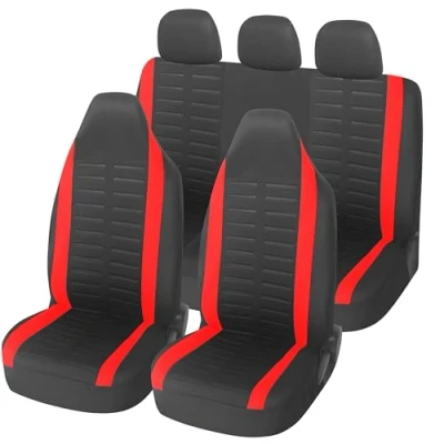 Afbeelding van Upgrade4cars Autostoelhoezen, set voor pilotenstoelen, complete in rood, universele autohoezen met geïntegreerde hoofdsteun, auto accessoires, interieurdecoratie