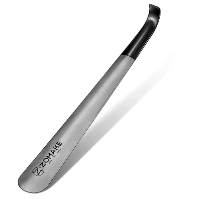 Afbeelding van ZOMAKE Metalen Schoenlepel 42cm met Lang Handvat,Zilveren Extra Lange Schoenlepels Rubberen Huls voor Mannen Vrouwen Ouderen