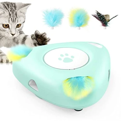 Afbeelding van Pawaboo Interactive Cat Toys, Automatic Exercise Teaser Toy with 3 Replacement Rotating Feathers, Electronic Kitten for Indoor Cats, Kitty, Pet Lake Blue
