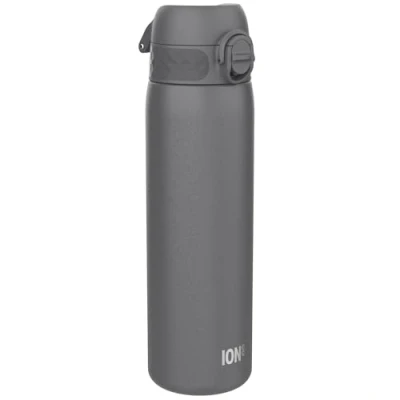 Afbeelding van ION8 Stalen Waterfles, 600 ml/20 oz, Lekvrij, Makkelijk te Openen, Veilige Vergrendeling, Vaatwasserbestendig, Flipcover, Past in Bekerhouders, Draaggreep, Duurzaam, Metalen Drinkfles, Grijs