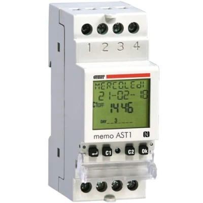 Afbeelding van Vemer VE344800 Astronomische schemeringsschakelaar Memo Ast1 voor DIN bar programmeerbaar met NFC interface, lichtgrijs