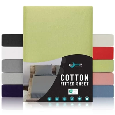 Afbeelding van Jersey Katoenen Hoeslakens Groen Voor Matras 200 x 27 cm Gecertificeerd Vrij van Chemische Producten (OEKO TEX), met Volledige Elastiek