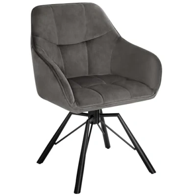 Afbeelding van WOLTU Eetkamerstoel, draaibaar, keukenstoel, gestoffeerde stoel, draaistoel, comfortabele stoel met armleuningen, rugleuning, armleuningstoel voor eetkamer en woonkamer, fluwelen bekleding,