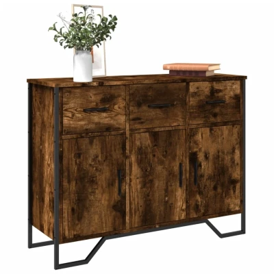 Afbeelding van Dressoir 97x32,5x74,5 cm bewerkt hout gerookt eikenkleurig