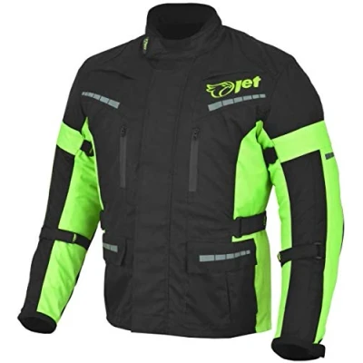Afbeelding van Jet Motorjas Heren Met Protectoren Textiel Waterdicht Winddicht Zwart Fluro (L)