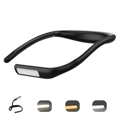 Afbeelding van KEWUZY leeslamp voor de hals, 3 kleuren, helderheid, verstelbaar, licht reizen, oplaadbaar, in bed, flexibele led halslamp, breien, naaien, kamperen