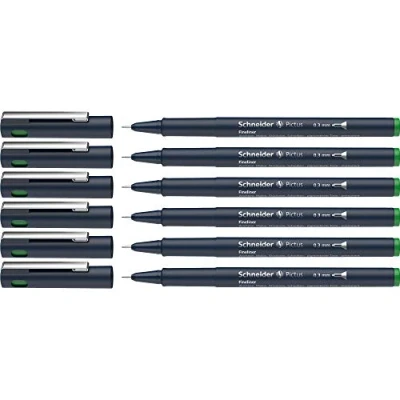 Afbeelding van Schneider Pictus Fineliner (lijndikte 0,3 mm, onuitwisbare pigmentliner, metalen punt, behuizing van 85% gerecycled kunststof) verpakking 6, groen
