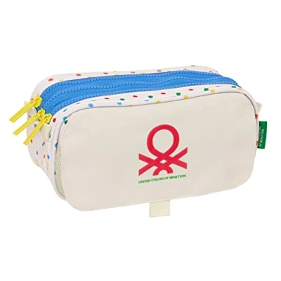 Afbeelding van Pennenetui met 3 vakken Benetton Topitos Wit (21,5 x 10 8 cm)