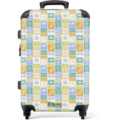Afbeelding van NoBoringSuitcases.com Grote koffer Vrolijke zomer illustraties Kinderkoffer geschikt voor jongen en meisjes Reiskoffer met 4 wielen Trolley op wieltjes Rolkoffer groot kinderen 72 liter Ruimbagage valies 20kg