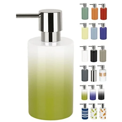 Afbeelding van Spirella Tube zeepdispenser met pomp vloeibare porselein 300 ml duurzaam en robuust groen/wit