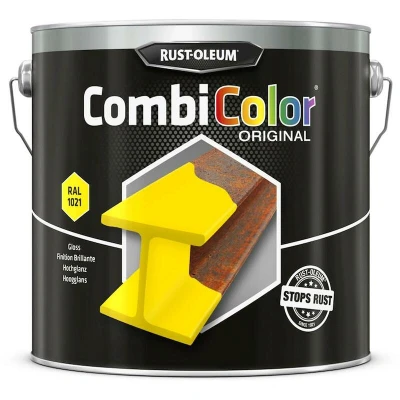 Afbeelding van rust oleum combicolor hoogglans ral 1021 koolzaad geel 2.5 ltr