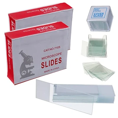 Afbeelding van BOJACK 100 Stks Pre Cleaned Microscoop Slides met Grond Rand en 200 Cover Bril 4 Plastic Droppers
