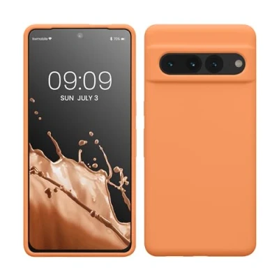Afbeelding van kwmobile telefoonhoesje geschikt voor Google Pixel 7 Pro Hoesje met siliconen coating Smartphone case in warme abrikoos