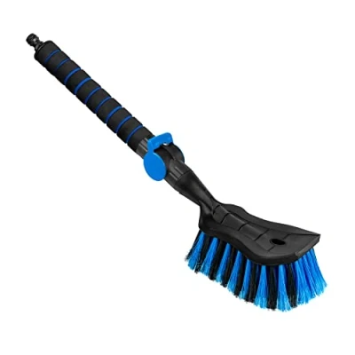 Afbeelding van ToMPaR Autowasborstel I Waterborstel met wateraansluiting Snelsluiting voor de waterklep Dichte borstelharen Comfortabele handgreep Tuin Lengte: 54 cm Blauw