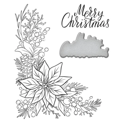 Afbeelding van Spellbinders Poinsettia Corner Press Plate &amp; Die Set (BP 065)