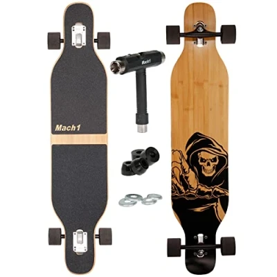 Afbeelding van Camber Longboard met keramische kogellagers in Flex1 Drop Through Cruiser Freeride Skaten compleet board T tool