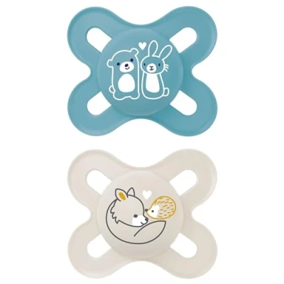 Afbeelding van MAM Originele Pure fopspeen van biologisch hernieuwbare materialen met SkinSoftTM siliconen speen voor baby&#039;s vanaf 0 2 maanden, blauw, stuks, steriliserende box