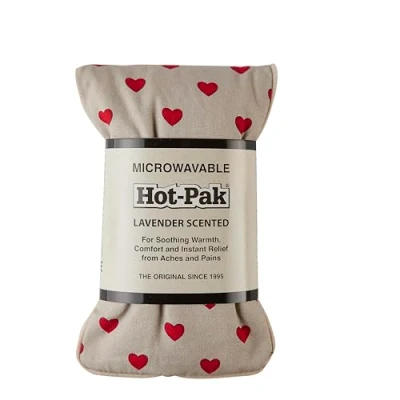 Afbeelding van Warmies Hot Pak Love Hearts magnetronbestendig hoofdpak met Franse lavendelgeur. warme of koude tarwezak voor koele ontspanning en verlichting