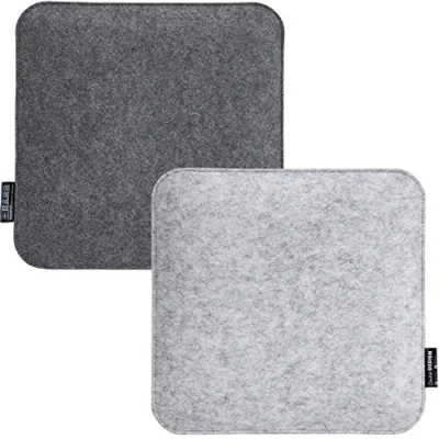 Afbeelding van DuneDesign 2 vilten zitkussen vierkant 35x35x3cm stoelkussen stoelpad zacht kleurig grijs