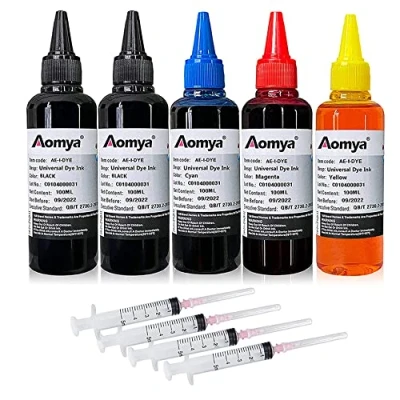 Afbeelding van Aomya 500 ml universele verfinkt navulkit voor HP Canon Epson Brother Lexmark Printers compatibele cartridges navulbare cartridge CISS CIS systeem 4 Color Set met Gratis Syringes (2BK, C, M, Y)