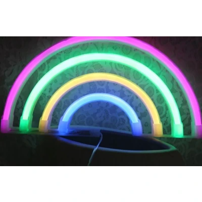 Afbeelding van LED Neon Wandlamp &quot;Regenboog&quot;, Op Batterijen en USB, 28x15x2cm, RGB