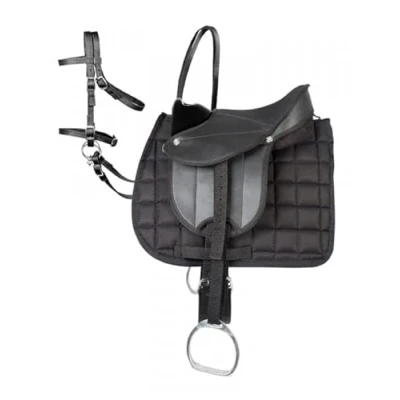 Afbeelding van Pfiff 102291 zadelset complete uitrusting voor shetty en houten paarden / pluche paarden, zwart
