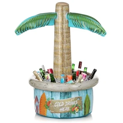 Afbeelding van FunX Opblaasbare drankenkoeler, feest en festivalaccessoire in strandlook, ideaal voor tuinfeest, zomerfeest of zwembadfeest, 94 x 90 cm