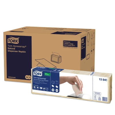 Afbeelding van Tork Xpressnap Dispenserservet 21,3x33cm 1 laags 1/4 vouw Natural 13840