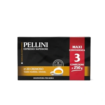 Afbeelding van Pellini Caffè, Cremoso Ground Coffee for Moka Machine No. 20 3x250 gr (750 gr)