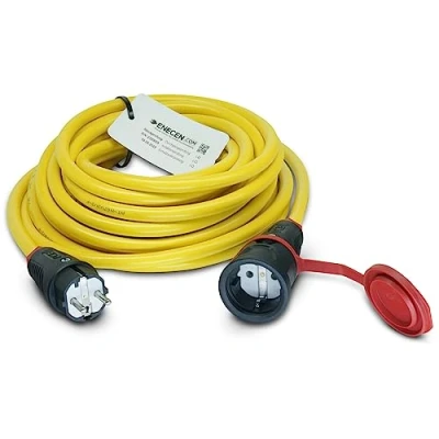 Afbeelding van ENECEN 1001225 verlengkabel 230V/16A IP44 PVC K35 AT N07V3V3 F 3x2,5 mm² geel met rubber ST/KU BD 25m