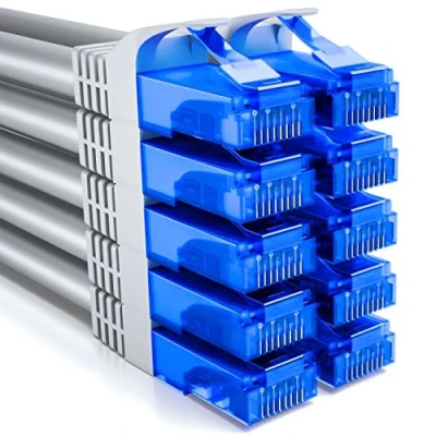 Afbeelding van deleyCON 10x 2m CAT6 Netwerkkabelset U UTP RJ45 CAT 6 LAN Kabel Patchkabel Ethernetkabel DSL Switch Router Modem Repeater Patchpanel Grijs
