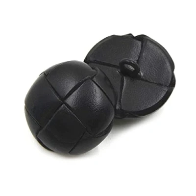 Afbeelding van 5 stuks echt lederen knopen 15mm 26mm zwart bruin knop voor jassen jasknopen, zwart,