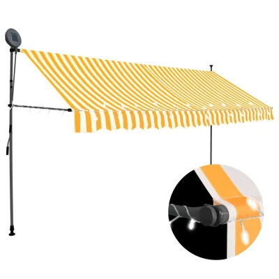 Afbeelding van Luifel handmatig uitschuifbaar met LED 400 cm wit en oranje