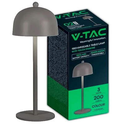 Afbeelding van V TAC VT 1052 G Grijze Oplaadbare tafellamp IP20 3W 200 Lumen 3IN1