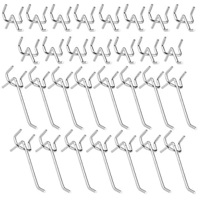 Afbeelding van Wenxiaw Pegboard Accessoires Metalen Haken Enkele Geperforeerde Board Rekken Peg voor Muur Retail Display Store Supermarkt Lengte 10 cm en 5 Haak Set van 30