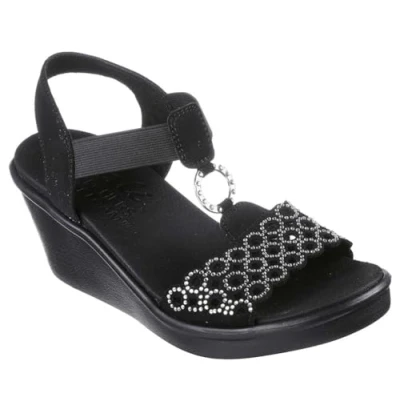 Afbeelding van Skechers Vrouwen Rumble On Queen B2 Wedge Sandaal, Zwart Zilver, 38 EU