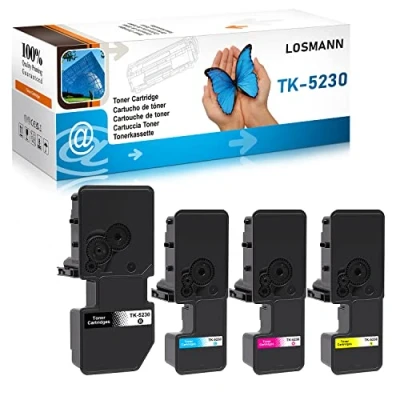 Afbeelding van LOSMANN TK 5230 tonercartridge compatibel met Kyocera TK5230 TK5220 voor Ecosys P5021cdw P5021cdn, M5521cdw M5521cdn Printers (4 pack, 1 cyaan, magenta, geel)
